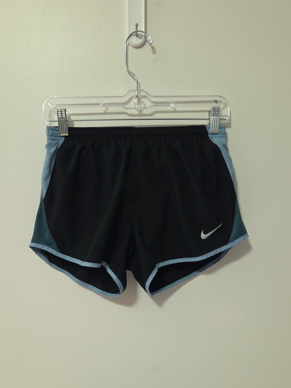 Nike Women’s Black Athletic Shorts with Light Blue Trim